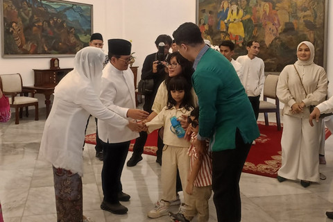 Suasana halalbihalal dengan Gubernur DKI Jakarta Pramono Anung dan Wakil Gubernur Rano Karno di Pendopo Balai Kota Jakarta, Sabtu (21/3/2026). Foto: Ryan Iqbal/kumparan