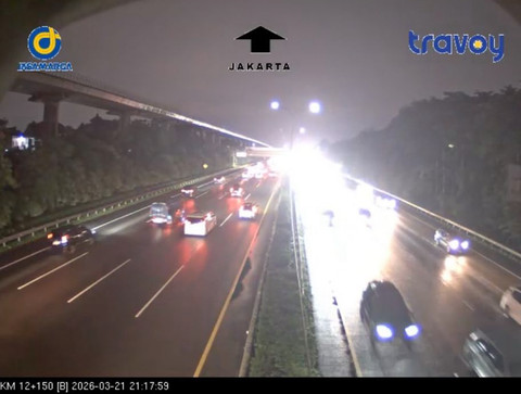 Lalin di Tol Jagorawi Sabtu (21/3) malam. Foto: Dok Travoy Jasamarga
