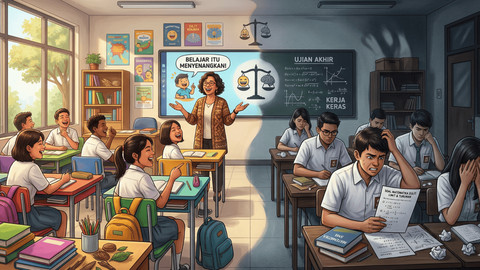 Ilustrasi ruang kelas modern yang menciptakan anak gagap menghadapi tantangan (Sumber: Generated by AI)