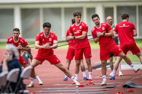 Sejumlah pesepak bola Timnas Indonesia mengikuti latihan jelang laga FIFA Series 2026 di Stadion Madya, Kompleks GBK, Senayan, Jakarta, Selasa (24/3/2026). Foto: Bayu Pratama S/ANTARA FOTO