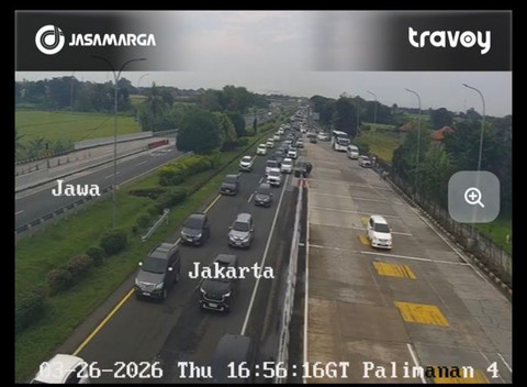Tol Palimanan-Kanci Km 196-Gerbang Tol Palimanan 4 arah Jakarta, Kamis (26/3/2026) sore. Foto: Dok. CCTV Travoy Jasa Marga