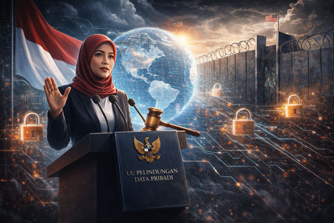 Hukum nasional menjanjikan perlindungan, tetapi kendali data tetap ditentukan oleh arsitektur global. Foto: Generated by AI