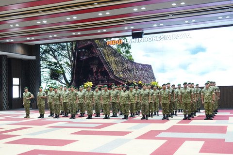 Kepala Staf Angkatan Darat (Kasad) Jenderal TNI Maruli Simanjuntak, M.Sc. memimpin Laporan Korps Kenaikan Pangkat 47 Perwira Tinggi (Pati) TNI AD di Markas Besar Angkatan Darat (Mabesad), Jakarta, Jumat (27/3/2026). Foto: Dok. TNI AD