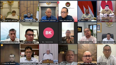 Presiden Prabowo Subianto menggelar rapat terbatas bersama sejumlah menteri Kabinet Merah Putih melalui video conference untuk membahas penyesuaian kebijakan ekonomi dan energi, dengan sekitar 15 menteri turut hadir (28/3/2026). Foto: Dok. Instagram @sekretariat.kabinet