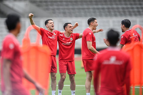 Pemain Timnas Indonesia mengikuti latihan jelang laga FIFA Series di Stadion Madya, Senayan, Jakarta, Minggu (29/3/2026). Foto: Asprilla Dwi Adha/ANTARA FOTO