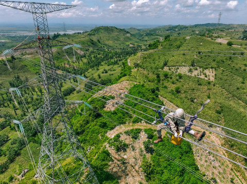 Ilustrasi petugas PLN yang sedang melakukan pemeliharaan jaringan transmisi guna menjaga keandalan pasokan listrik kepada masyarakat. Foto: Dok. PLN
