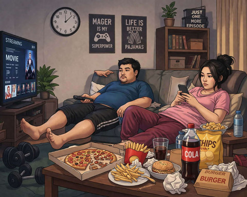 Ilustrasi: AI (Gaya hidup sedenter) 