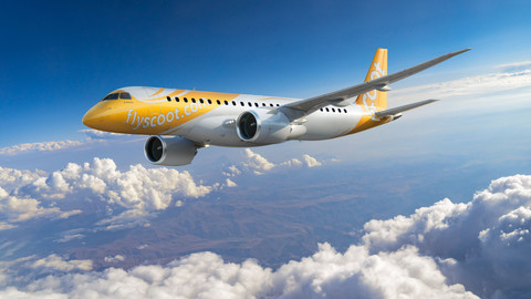 Pesawat Embraer E190-E2 maskapai Scoot. Foto: Dok. Scoot