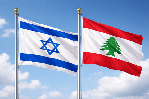 Ilustrasi Bendera Israel dan Lebanon. Generated Image by AI.
