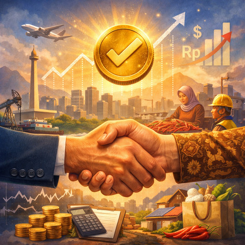 Ilustrasi Kepercayaan Seluruh Pihak Yang Mendorong Perekonomian Indonesia (Foto: generated by AI)