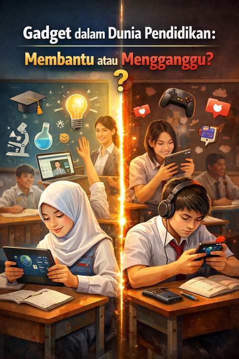 Ilustrasi Dampak Penggunaan Gadget (Dokumen Pribadi 2026)