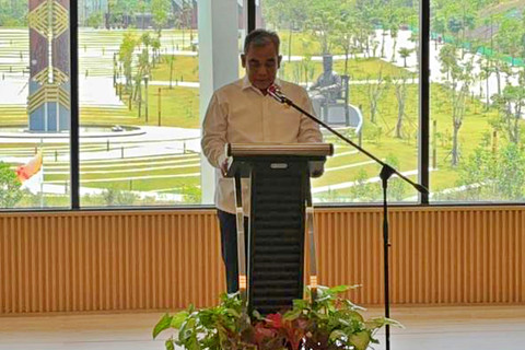 Ketua MPR, Ahmad Muzani saat mengunjungi Kantor OIKN di IKN pada Senin (20/4/2026). Foto: Abid Raihan/kumparan