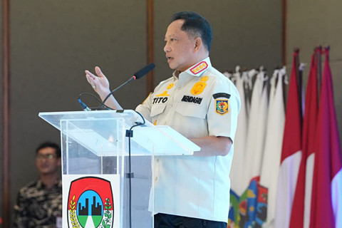 Mendagri, Tito Karnavian saat menjadi keynote speaker dalam Raker Komwil I APEKSI di Kota Banda Aceh, Aceh, Senin (20/4/2026). Foto: Dok. Kemendagri