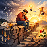 Ilustrasi Menunjukkan Seseorang yang Sedang Terpuruk dalam Kegagalan. (Sumber: Dokumen Pribadi)