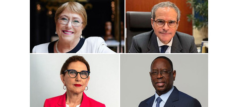 Kandidat Sekjen PBB: Atas Michelle Bachelet (Chili) dan  Rafael Grossi (Argentina). Bawah: Rebeca Grynspan (Kosta Rika) dan Macky Sall (Senegal) Foto: news.un.org