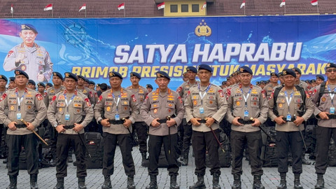 Apel pembukaan rakernis Brimob di Mako Brimob Kelapa Dua, Depok, Jawa Barat, Selasa (21/4/2026). Foto: Rayyan/Kumparan