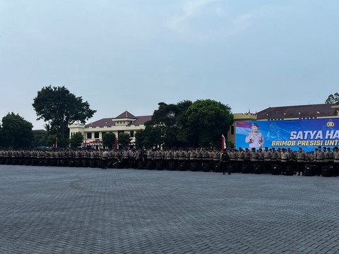 Apel pembukaan rakernis Brimob di Mako Brimob Kelapa Dua, Depok, Jawa Barat, Selasa (21/4/2026). Foto: Rayyan/Kumparan