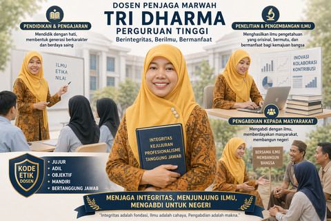 Ilustrasi dosen penjaga marwah Tri Dharma perguruan tinggi. Foto: Generative by AI