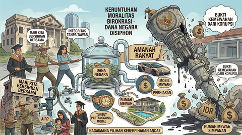 Keruntuhan moral karena korupsi. Foto: Gemini AI