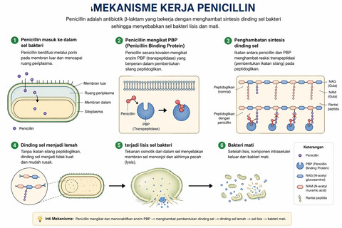 Gambar 2. Mekanisme Kerja Dari Antibotik Penicillin (Sumber : . Diakses Pada Tanggal 22 April 2026).