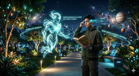 Ilustrasi hubungan kognitif antara manusia dan AI mentor pribadi (Sumber: Gemini AI)