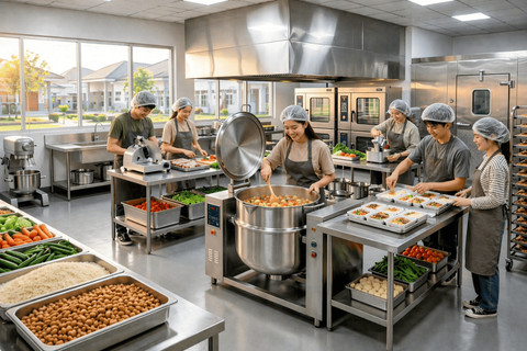 Ilustrasi dapur MBG di panti asuhan. Foto: Generated by AI