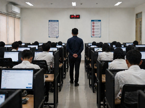 Ilustrasi pelaksanaan UTBK. Foto: Generated by AI