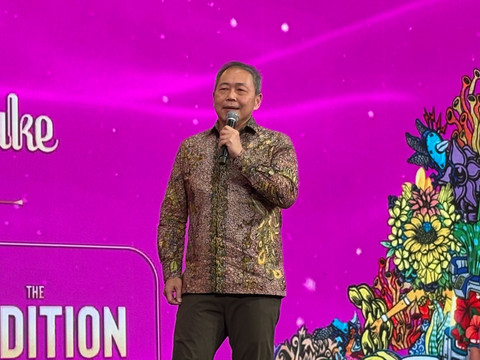 Presiden Direktur & CEO iForte & Protelindo Group, F. Aming Santoso, saat konferensi pers Road to Pagelaran Sabang Merauke 2026 di Main Atrium Grand Indonesia East Mall, Jumat (24/4/2026). Foto: Salsha Okta Fairuz/kumparan