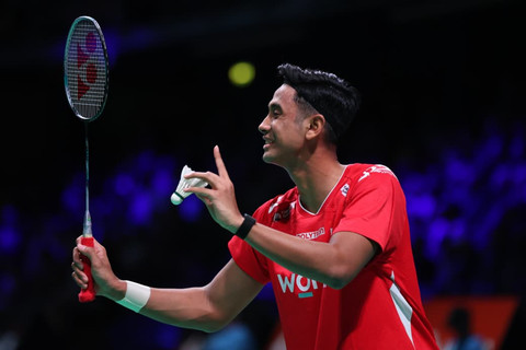 Alwi Farhan saat membela tim Indonesia di Piala Thomas 2026 yang digelar di Horsens, Denmark. Foto: PBSI