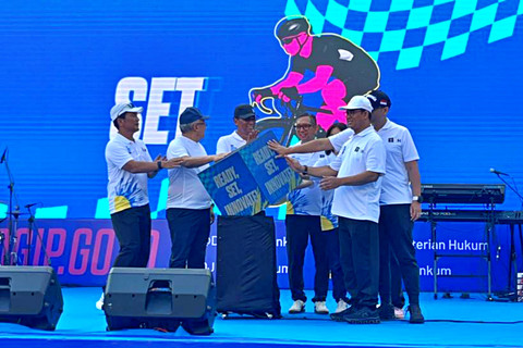 Menteri Hukum Supratman Andi Agtas dalam acara Peringatan Hari Kekayaan Intelektual Sedunia di kawasan Sarinah, Jakarta Pusat, Minggu (26/4/2026). Foto: Nasywa Athifah/kumparan