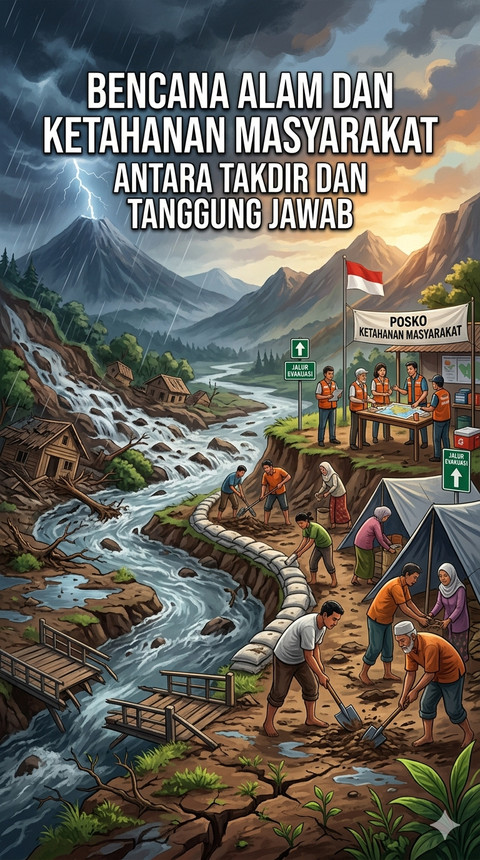 Gambar ilustrasi Bencana Alam dan Ketahanan Masyarakat (Sumber : Generate AI)