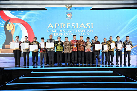 Kementerian Dalam Negeri (Kemendagri) menggelar Apresiasi Daerah Berprestasi Tahun 2026 di Ballroom Wyndham Opi Hotel, Palembang, Sumatera Selatan, Sabtu (25/4/2026). Foto: Dok. Kemendagri