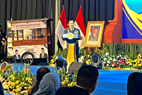 Menteri Imipas, Agus Andrianto, dalam acara Tasyakuran Hari Bakti Pemasyarakatan ke-62 di Politeknik Imigrasi, Tanah Tinggi, Tangerang, Senin (27/4/2026). Foto: Nasywa Athifah/kumparan