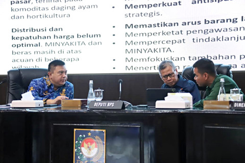 Sekjen Kemendagri, Tomsi Tohir, saat pimpin Rakor Pengendalian Inflasi Daerah di Gedung SBP Kemendagri, Jakarta, Senin (27/4/2026). Foto: Dok. Kemendagri