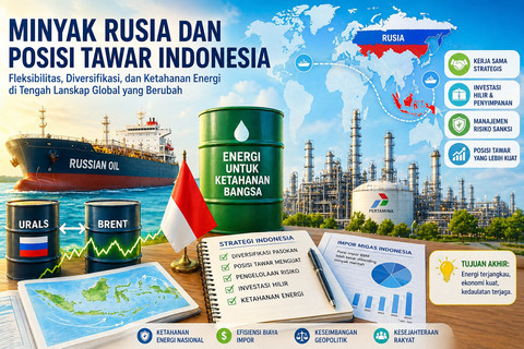 Ilustrasi minyak Rusia meningkatkan posisi tawar Indonesia. Foto: Dok. ChatGPT
