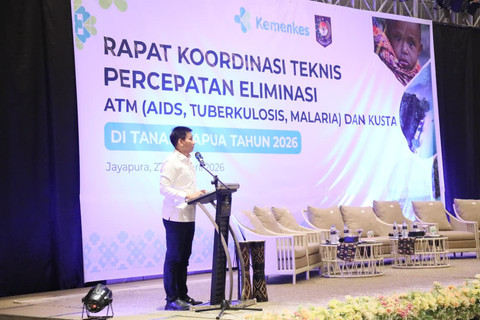 Wamendagri Akhmad Wiyagus menghadiri Rapat Koordinasi Teknis Percepatan Eliminasi AIDS, Tuberkulosis, Malaria, dan Kusta di Tanah Papua di Hotel Suni Abepura, Kabupaten Jayapura, Papua, Selasa (28/4/2026). Foto: Dok. Kemendagri