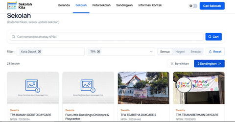 Fitur sandingkan dua sekolah di portal Sekolah Kita. Foto: Dok. Pribadi
