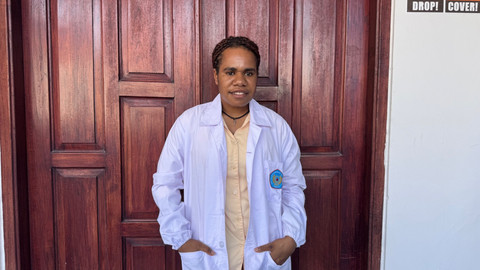 Yerince mahasiswa UNRIYO dari Desa Wuyuneri di Puncak Jaya, Papua Tengah. Foto: Pandangan Jogja/Yusuf Hayy