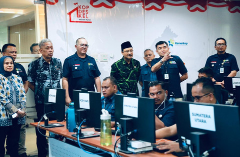 Kunjungan Mensos Saifullah Yusuf (Gus Ipul) didampingi Wamensos Agus Jabo Priyono di Kantor Agrinas Pangan Nusantara, Jakarta Timur, Selasa (28/4/2026). Foto: Kemensos RI