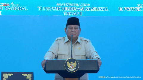 Presiden Prabowo Subianto memberikan sambuta saat menghadiri Groundbreaking 13 Proyek Hilirisasi Nasional Tahap II di Cilacap, Jawa Tengah, Rabu (29/4/2026). Foto: YouTube/ Sekretariat Presiden