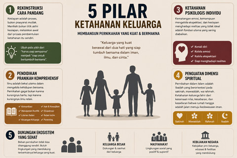 5 Pilar Ketahanan Keluarga sebagai solusi atas krisis keinginan menikah di kalangan generasi muda (Sumber: Visualisasi konseptual oleh penulis)