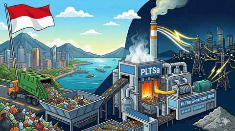 Pengelolaan waste to energy di Indonesia. Foto: Generated by AI