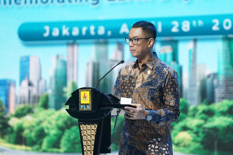 Direktur Utama PLN, Darmawan Prasodjo saat memberikan sambutan pada acara PLN Sustainability Day 2026 yang diselenggarakan di Jakarta, Selasa (28/4). Foto: Dok. PLN