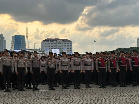 Apel Pengamanan May day di Silang Timur Monas, Jakarta Pusat Kamis (30/4/2026). Foto: Rayyan Farhansyah/kumparan