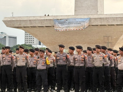 Apel Pengamanan May day di Silang Timur Monas, Jakarta Pusat Kamis (30/4/2026). Foto: Rayyan Farhansyah/kumparan