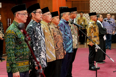 Pelantikan 7 pejabat Eselon I di Kementerian PU, Jakarta pada Jumat (1/5/2026). Foto: Dok. Birkom Kementerian PU