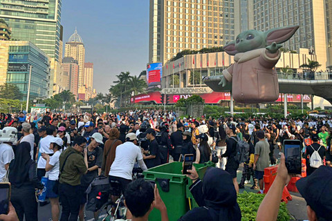 Suasana Car Free Day (CFD) di kawasan Bundaran HI, Jakarta, Minggu (3/5/2026). Foto: Jeni Ritanti/kumparan