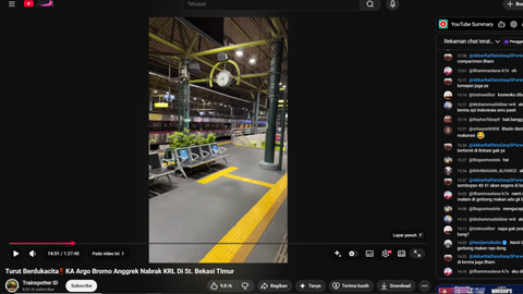 Patokan waktu keberangkatan KA Argo Bromo Anggrek 4B dapat dilihat dalam timestamp ini. Foto: Youtube/Trainspotter ID