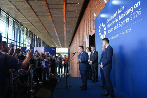 Menpora RI, Erick Thohir, dan sejumlah Menpora negara-negara ASEAN menghadiri SEA Ministerial Meeting on Youth and Sports 2026 di Bali. Foto: Dok. Kemenpora