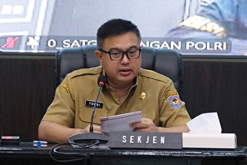 Sekjen Kemendagri, Tomsi Tohir memimpin Rapat Koordinasi Pengendalian Inflasi Daerah di Kantor Pusat Kemendagri, Jakarta, Selasa (5/5/2026). Foto: Dok. Kemendagri